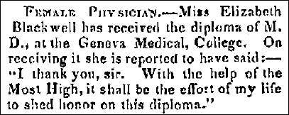 Diploma De Elizabeth Blackwell Dr. Elizabeth Blackwell: Pioneer For